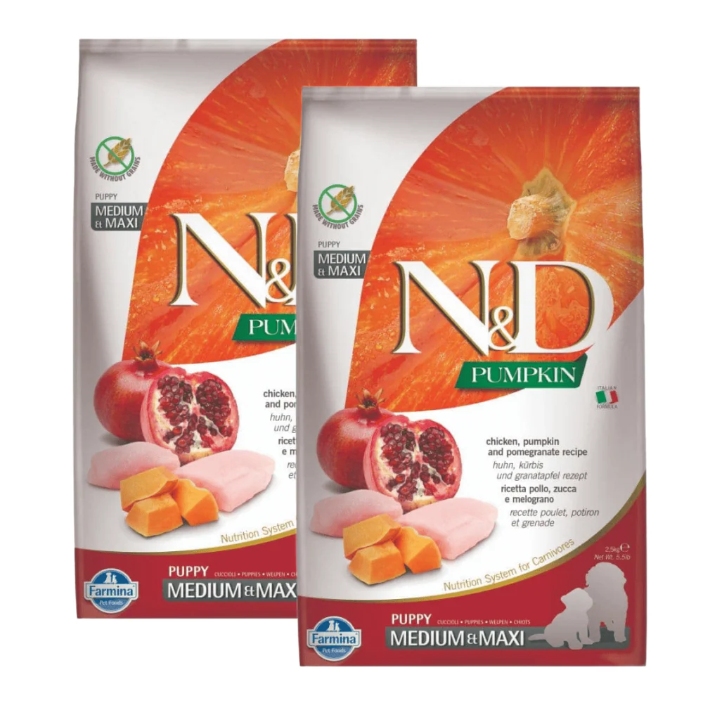 Farmina N&D Pumpkin Chicken & Pomegranate Grain Free Puppy Medium Maxi Dog Dry Food - Image 11