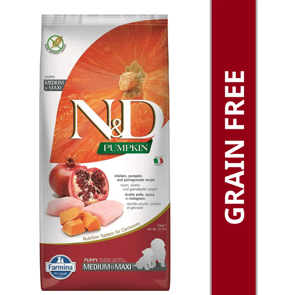 Farmina N&D Pumpkin Chicken & Pomegranate Grain Free Puppy Medium Maxi Dog Dry Food - Image 9