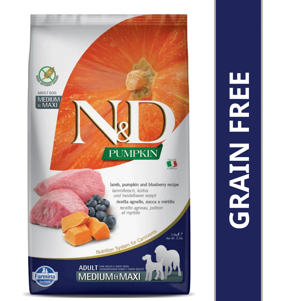 Farmina N&D Pumpkin Lamb & Blueberry Grain Free Adult Medium Maxi Dog Dry Food - Image 2