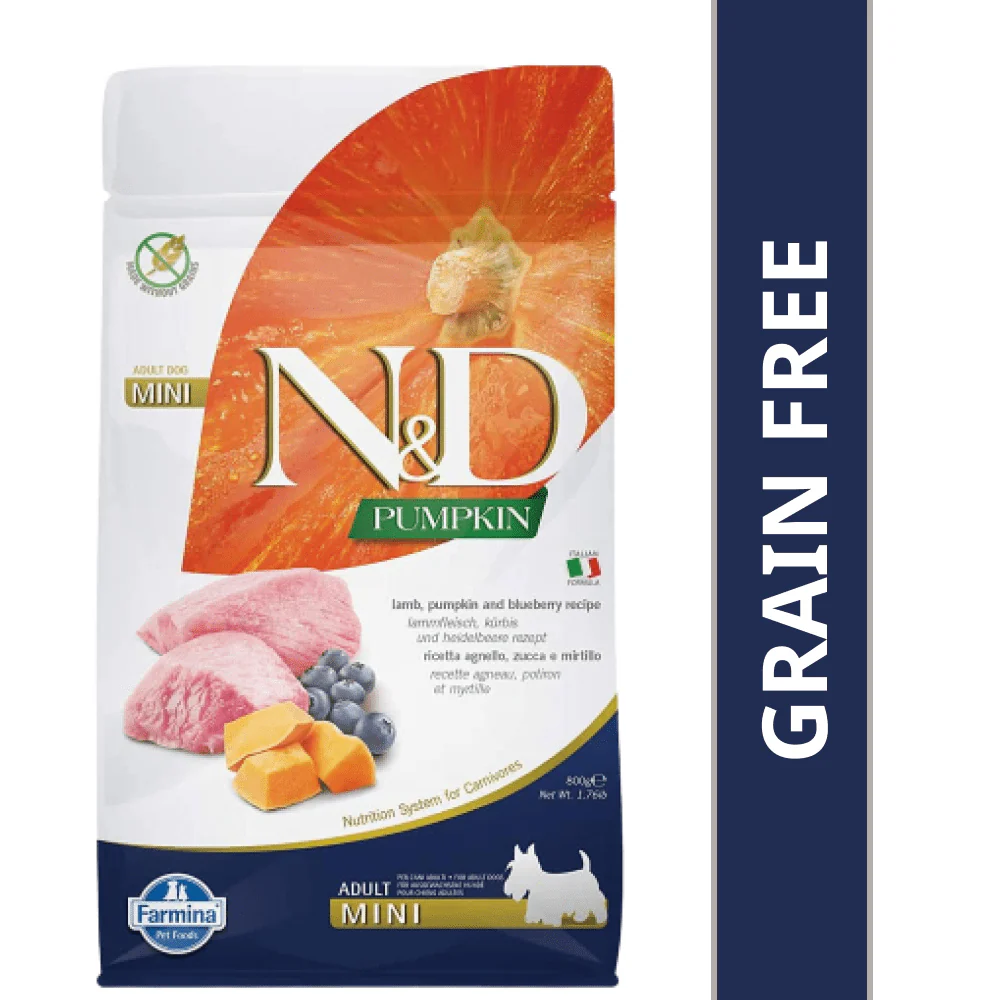 Farmina N&D Pumpkin Lamb & Blueberry Grain Free Adult Mini Dog Dry Food - Image 8