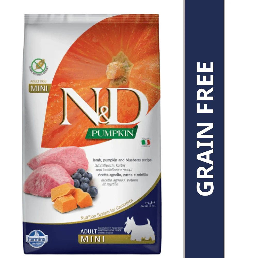 Farmina N&D Pumpkin Lamb & Blueberry Grain Free Adult Mini Dog Dry Food - Image 9