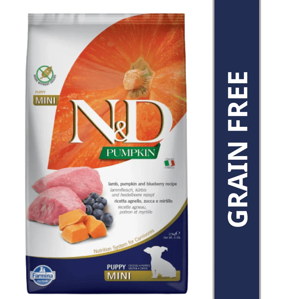 Farmina N&D Pumpkin Lamb & Blueberry Grain Free Puppy Mini Dog Dry Food - Image 8