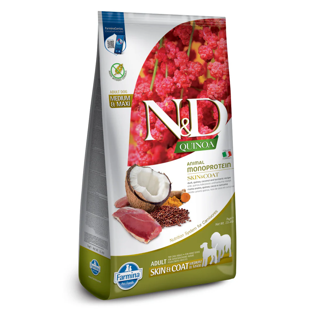 Farmina N&D Quinoa Duck Coconut & Turmeric Skin & Coat Grain Free Adult Medium & Maxi Dog Dry Food - Image 12
