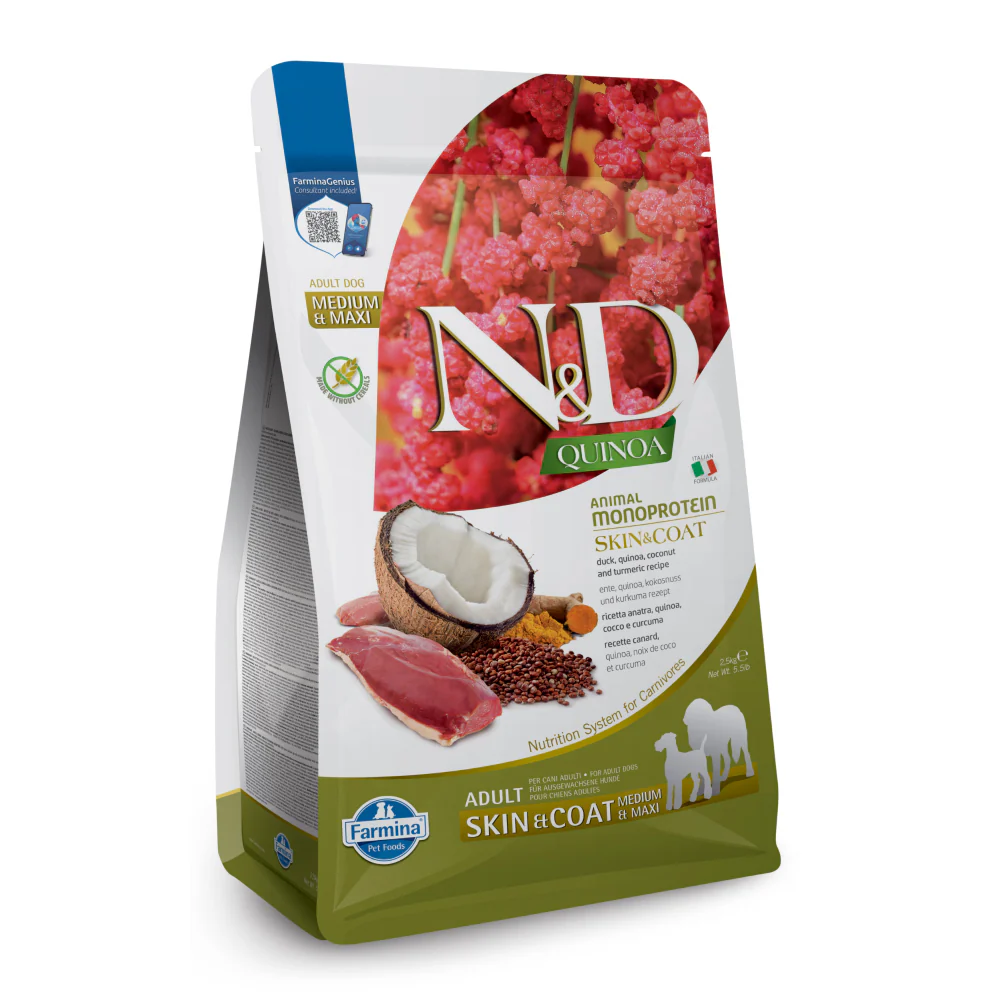 Farmina N&D Quinoa Duck Coconut & Turmeric Skin & Coat Grain Free Adult Medium & Maxi Dog Dry Food - Image 13