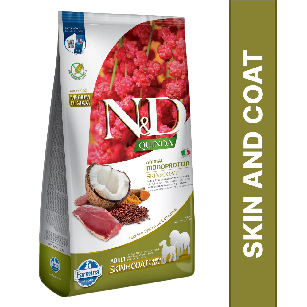 Farmina N&D Quinoa Duck Coconut & Turmeric Skin & Coat Grain Free Adult Medium & Maxi Dog Dry Food - Image 8