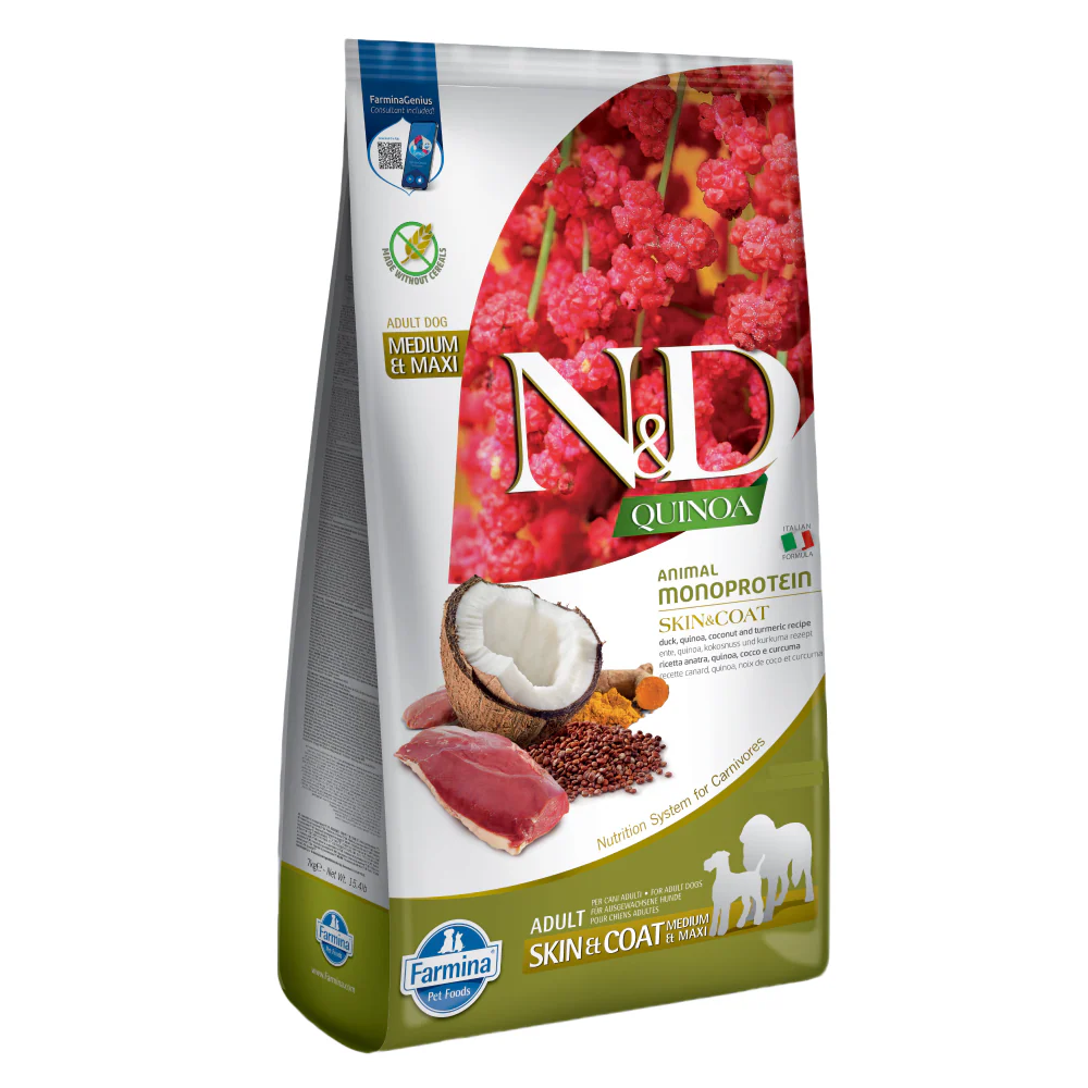 Farmina N&D Quinoa Duck Coconut & Turmeric Skin & Coat Grain Free Adult Medium & Maxi Dog Dry Food - Image 9