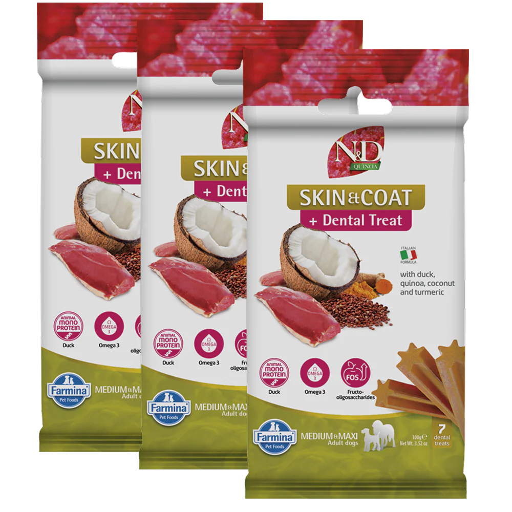 Farmina N&D Quinoa Skin & Coat Support Duck Adult Medium Maxi Dog Treats - Image 3