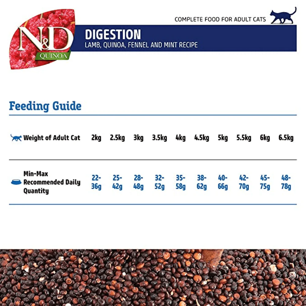 Farmina N&D Quinoa Lamb Mint & Fennel Grain Free Digestion Adult Dry Cat Food - Image 6