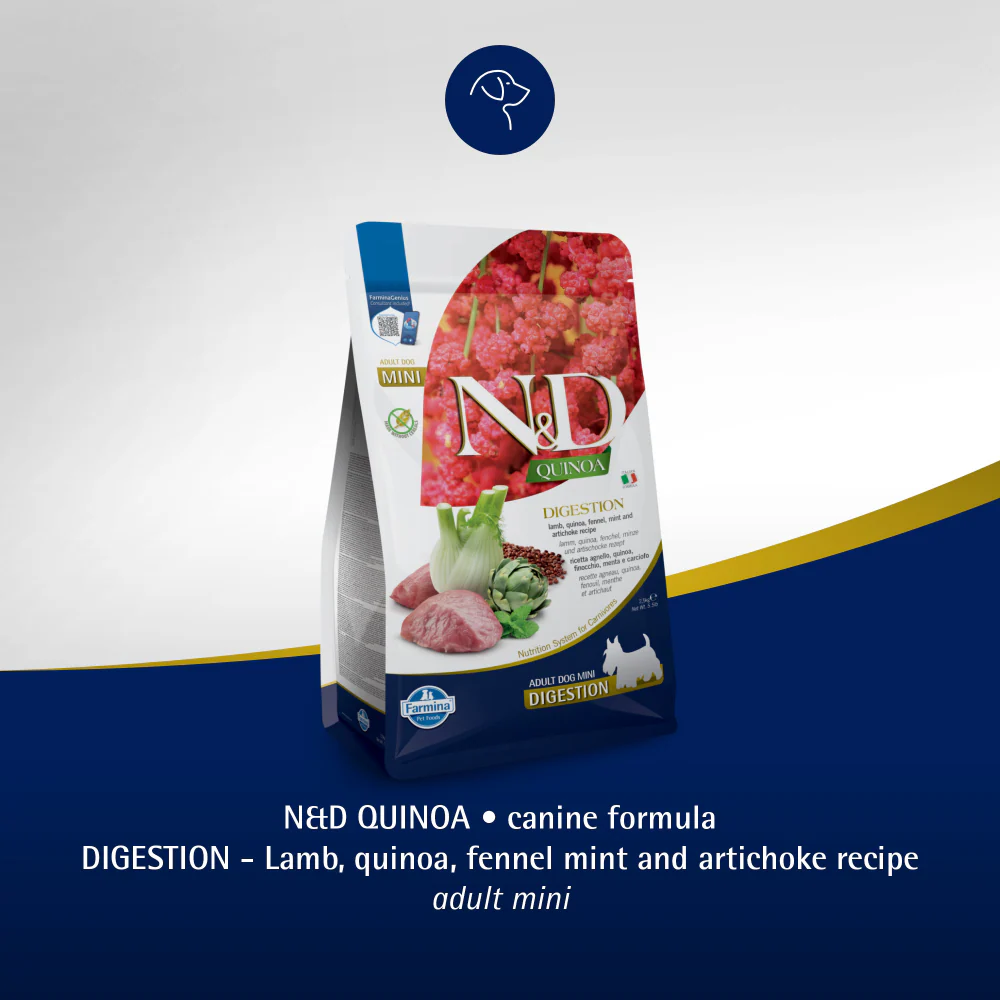 Farmina N&D Quinoa Lamb Mint & Fennel Digestion Grain Free Adult Mini Dry Dog Food - Image 4