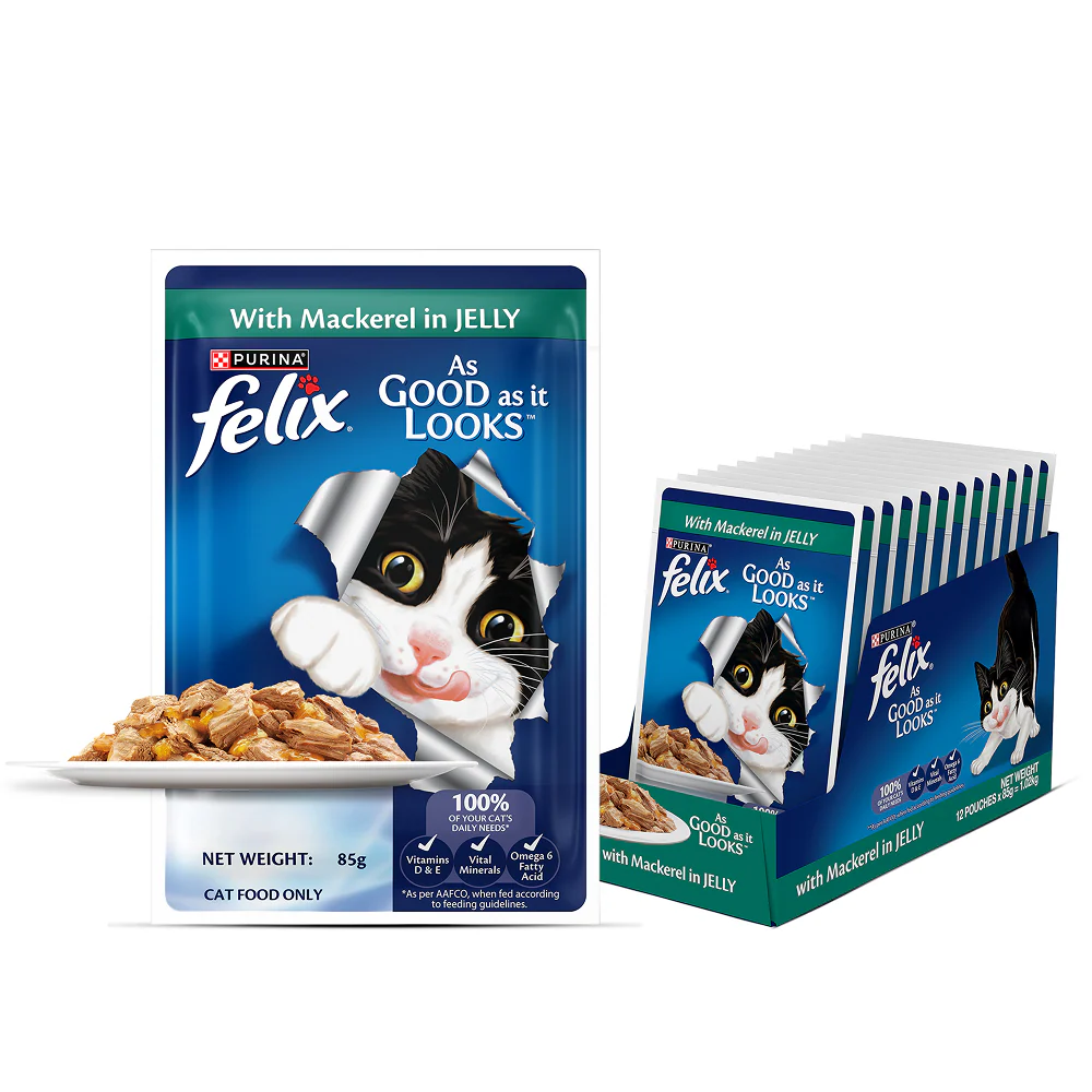 Purina Felix with Mackerel in Jelly Complete and Balanced Adult Cat Wet Food - Image 2
