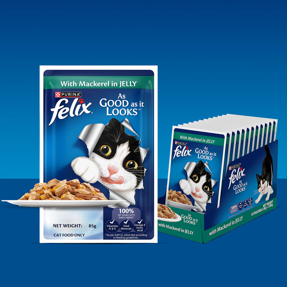 Purina Felix with Mackerel in Jelly Complete and Balanced Adult Cat Wet Food - Image 9