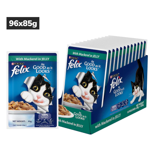Purina Felix with Mackerel in Jelly Complete and Balanced Adult Cat Wet Food - Image 11