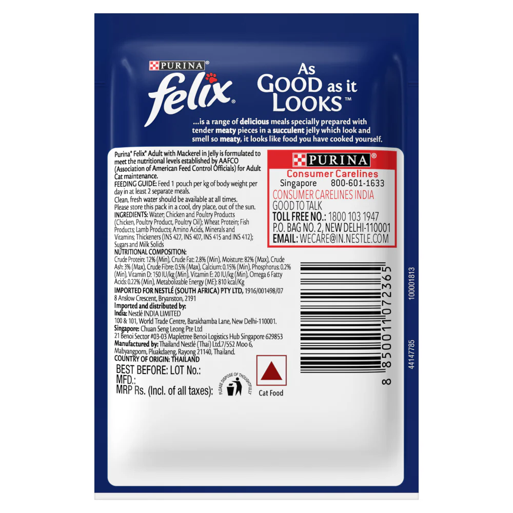 Purina Felix with Mackerel in Jelly Complete and Balanced Adult Cat Wet Food - Image 8