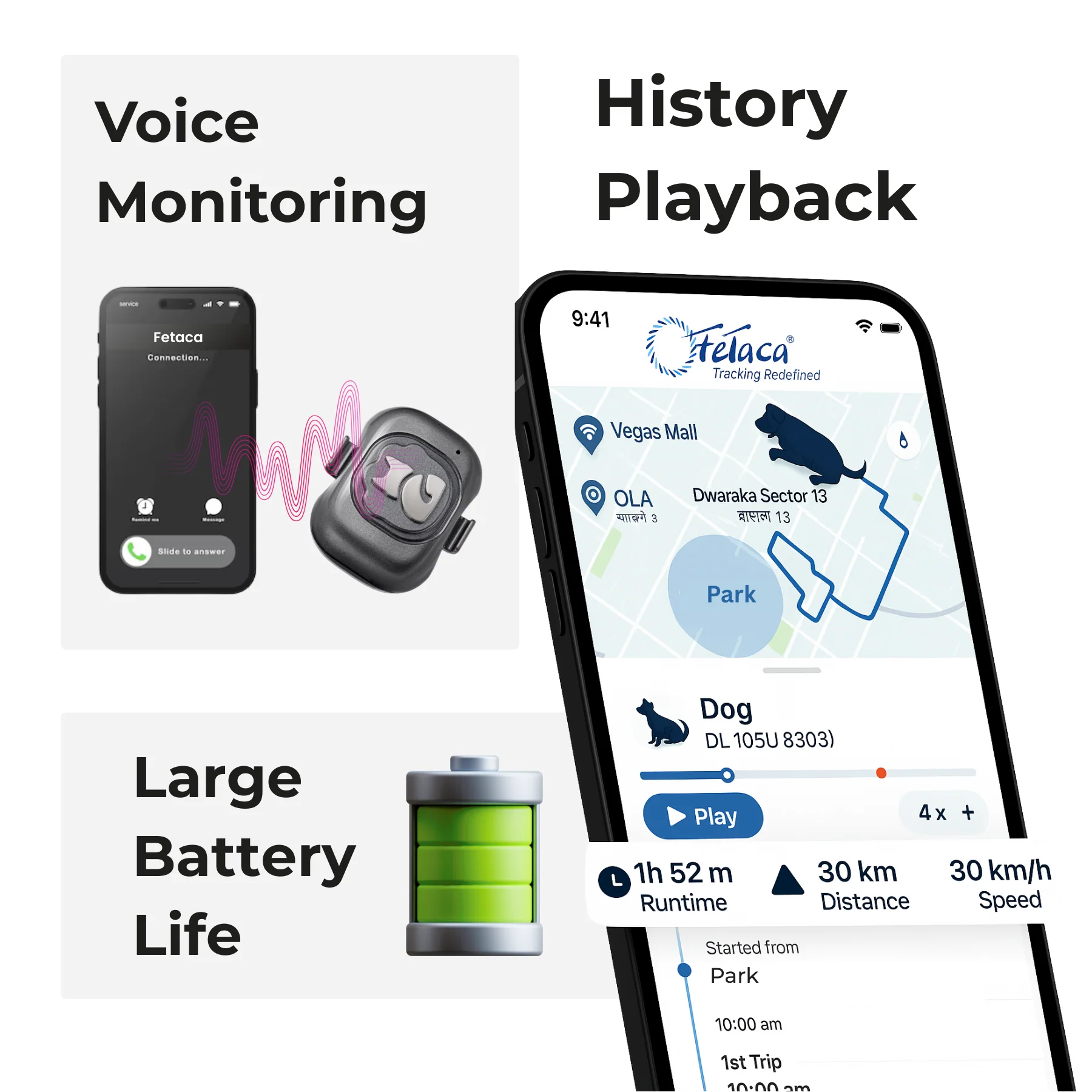 FeTaca G16 Smart 4G GPS Waterproof Mini Collar Tracker with Free 12 Month Tracking & App Subscription for Dogs and Cats (Grey) - Image 3