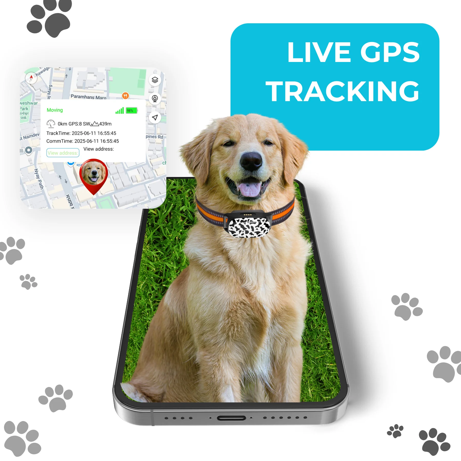 FeTaca G61 Smart 4G GPS Waterproof Collar Tracker with 12months Free Tracking & App Subscription for Dogs and Cats (White) - Image 3