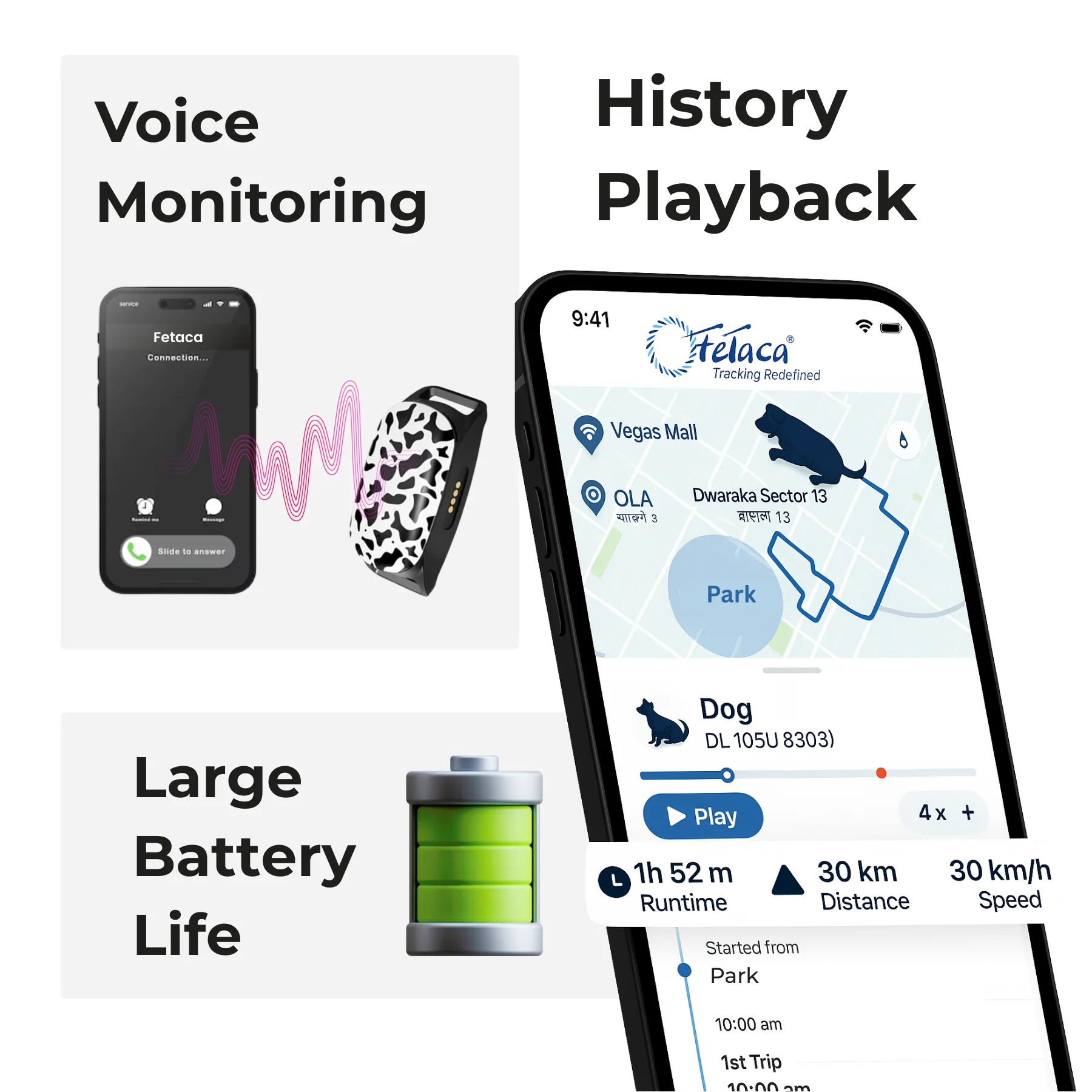 FeTaca G61 Smart 4G GPS Waterproof Collar Tracker with 12months Free Tracking & App Subscription for Dogs and Cats (White) - Image 7