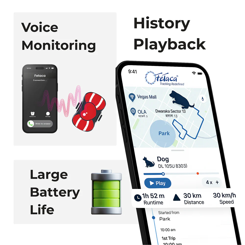 FeTaca PB1 Smart 4G GPS Waterproof Collar with Bow Tracker with 12months Free Tracking & App Subscription for Dogs and Cats (Red) - Image 4