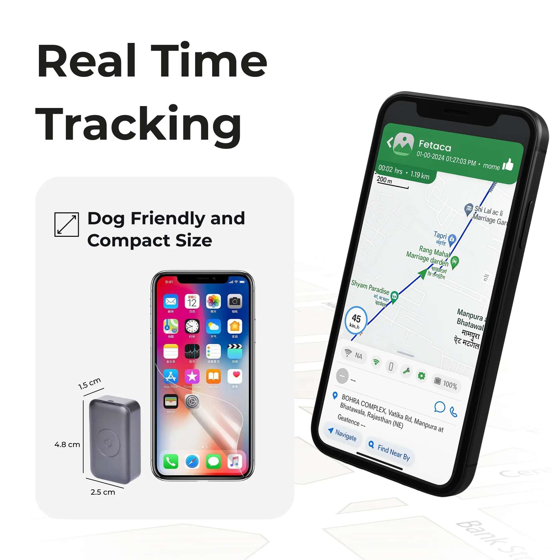 FeTaca Smart 4G GPS 850mAh Waterproof Mini Collar Tracker with 12months Free Tracking & App Subscription for Dogs and Cats (Black) - Image 5