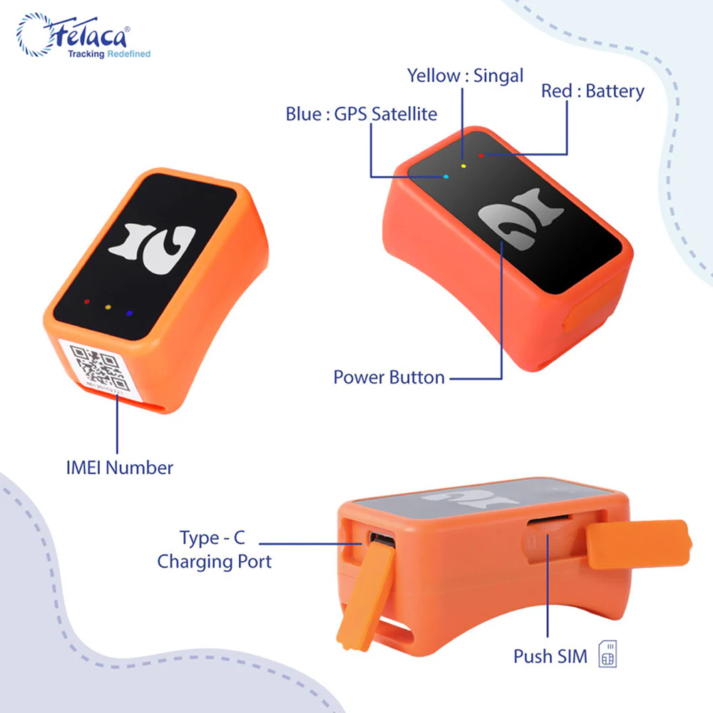 FeTaca Smart 4G GPS Tracker with Lifetime Free Tracking & 1 Year Data SIM Subscription for Dogs and Cats (Orange) - Image 3