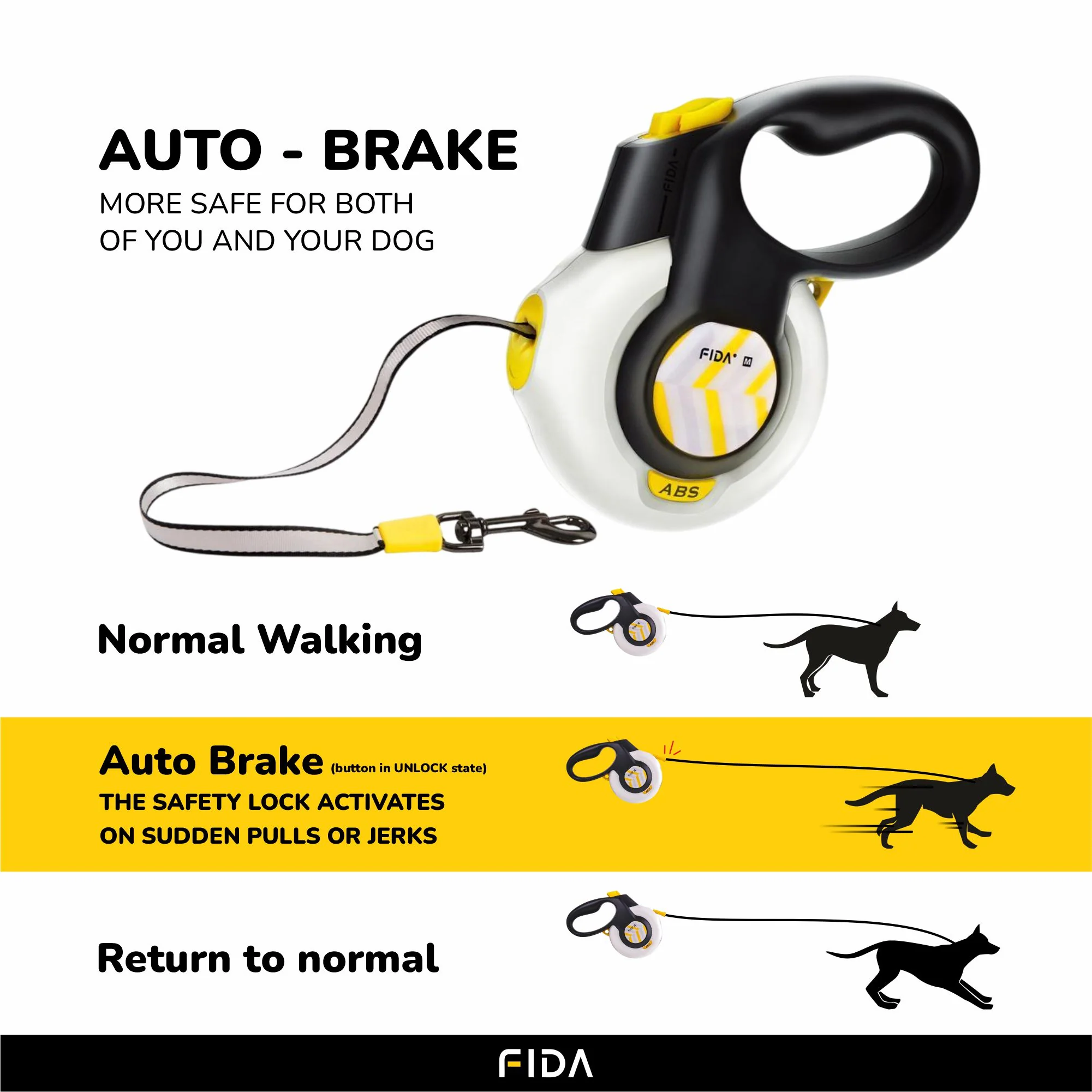 Fida Autobrake Retractable Leash for Dogs (White) - Image 8