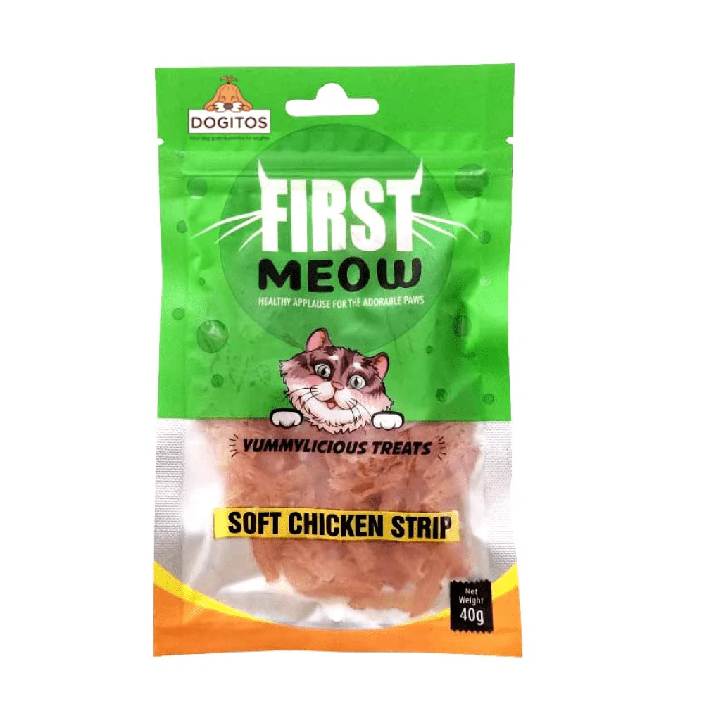 First Meow Salmon Dice, Chicken Sandwich and Soft Chicken Strip Cat Treat Combo - Image 4