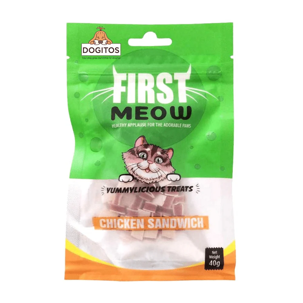 First Meow Salmon Dice, Chicken Sandwich and Soft Chicken Strip Cat Treat Combo - Image 6