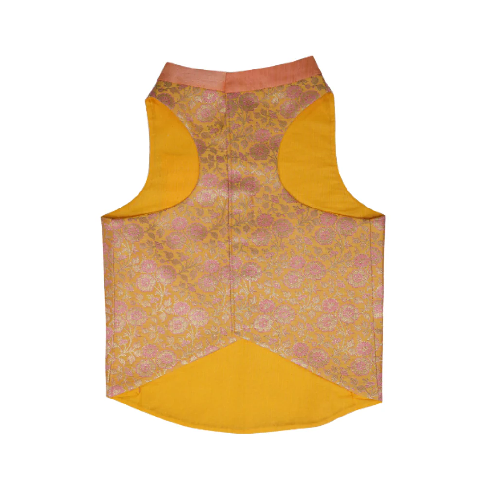 Floof & Co Banarasi Sherwani for Dogs (Yellow/Pink) - Image 3