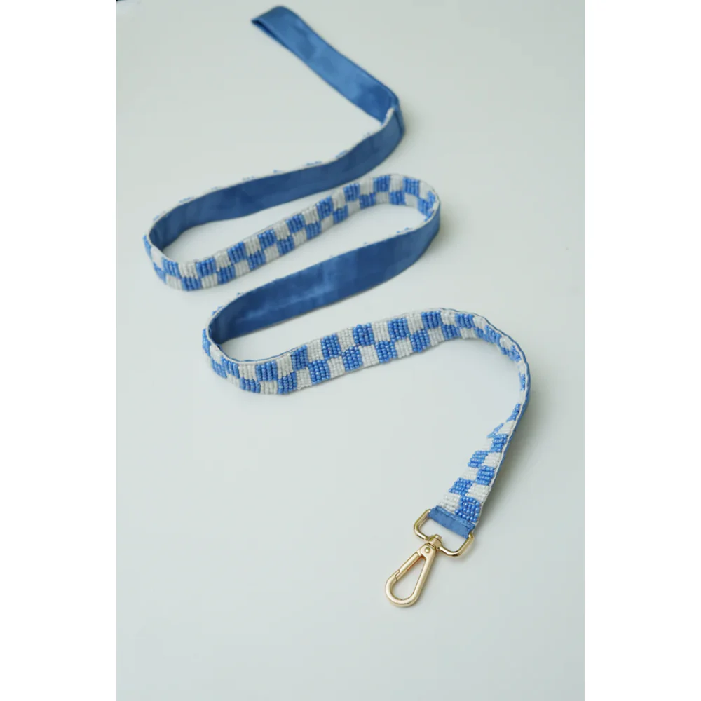 Floof & Co Checkered Leash & Collar (Blue & White) - Image 3