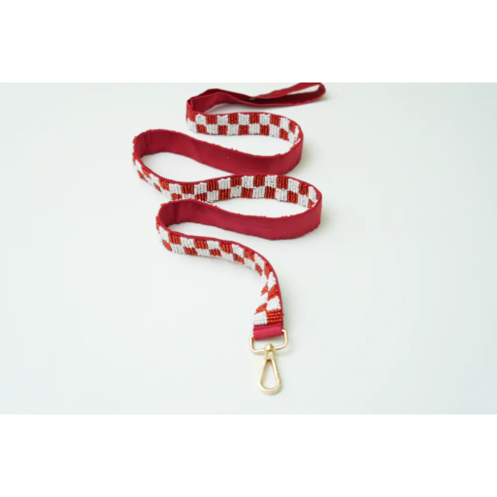 Floof & Co Checkered Leash & Collar (Red & White) - Image 2
