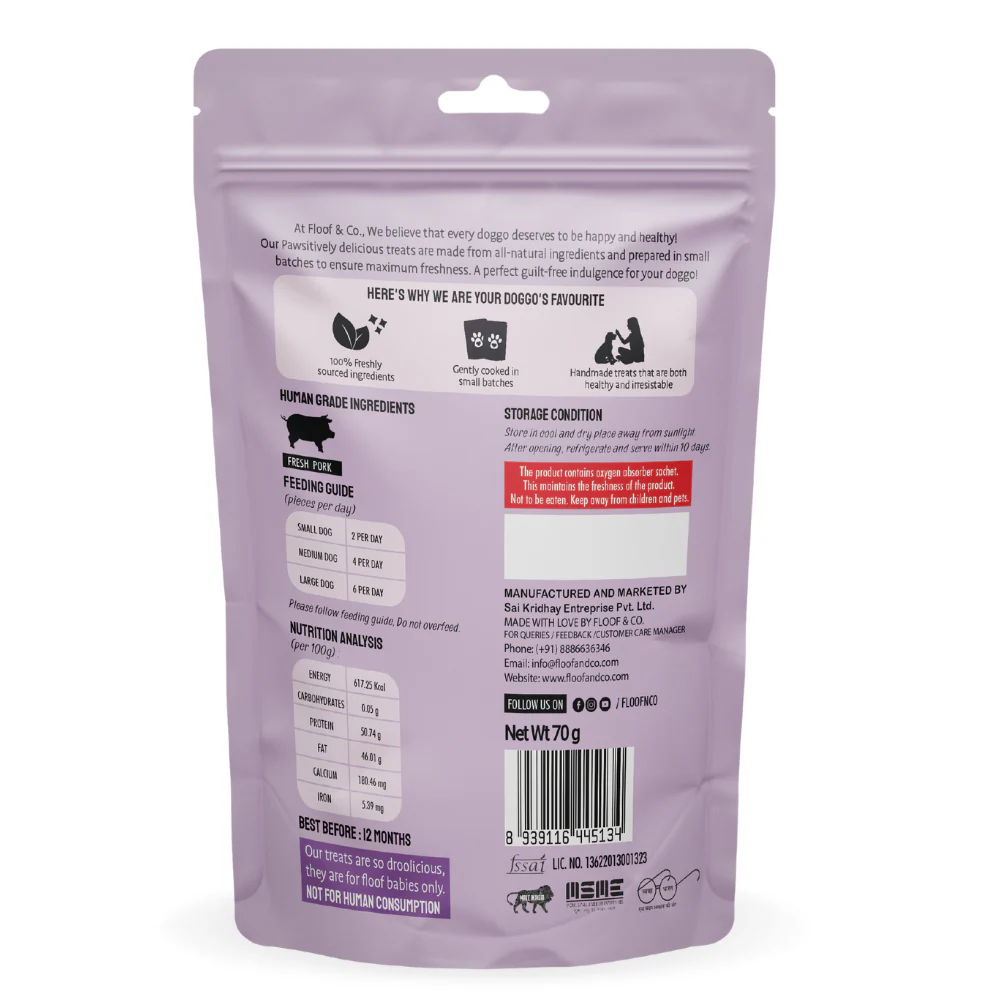 Floof & Co Chewy Pork Chew Jerky Dog Treats - Image 7