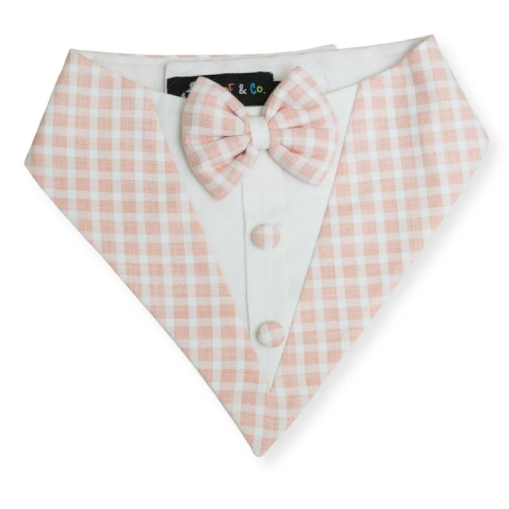 Floof & Co Cotton Tux Bandana for Dogs (Peach) - Image 2