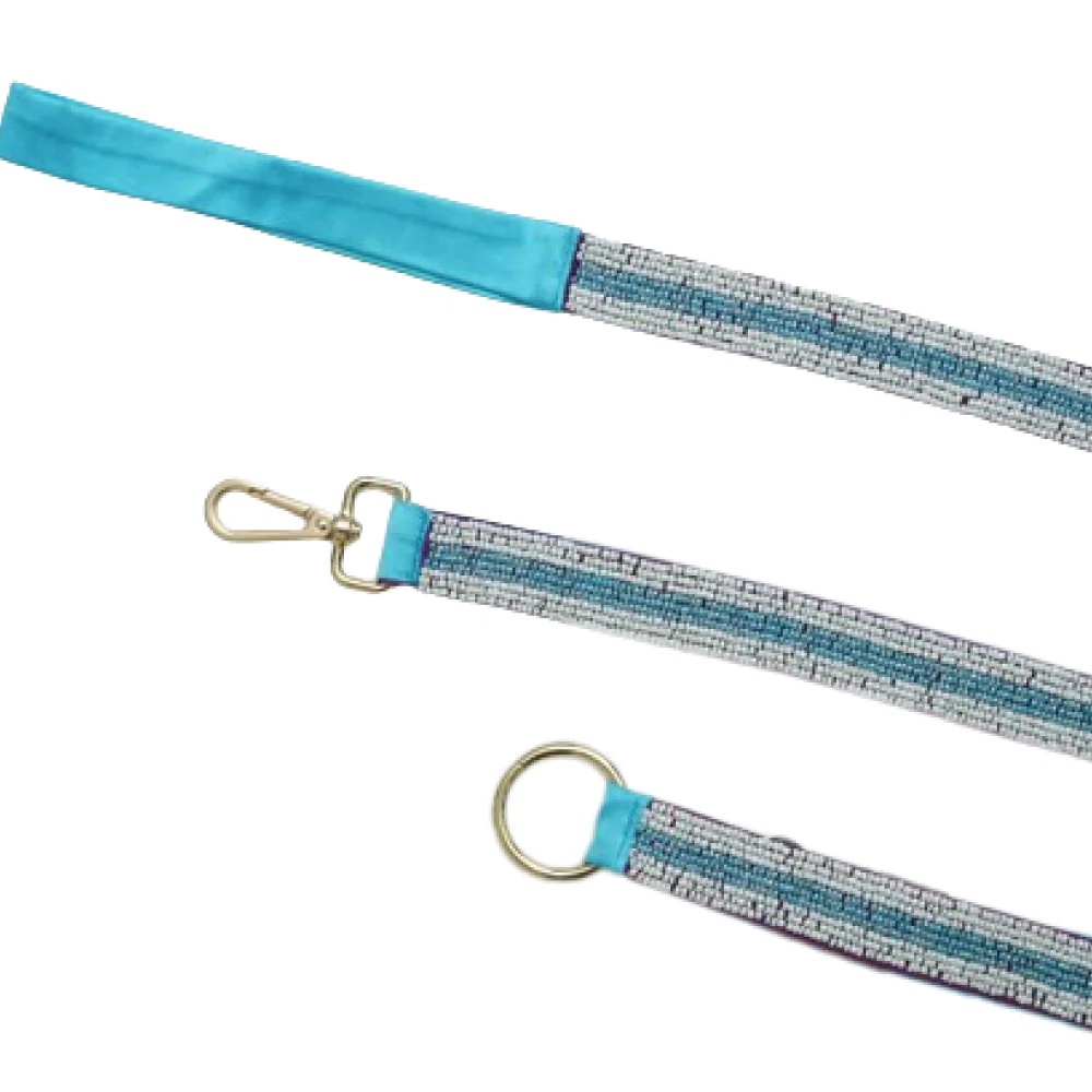 Floof & Co Cyan Pearl Leash & Collar (Blue) - Image 2