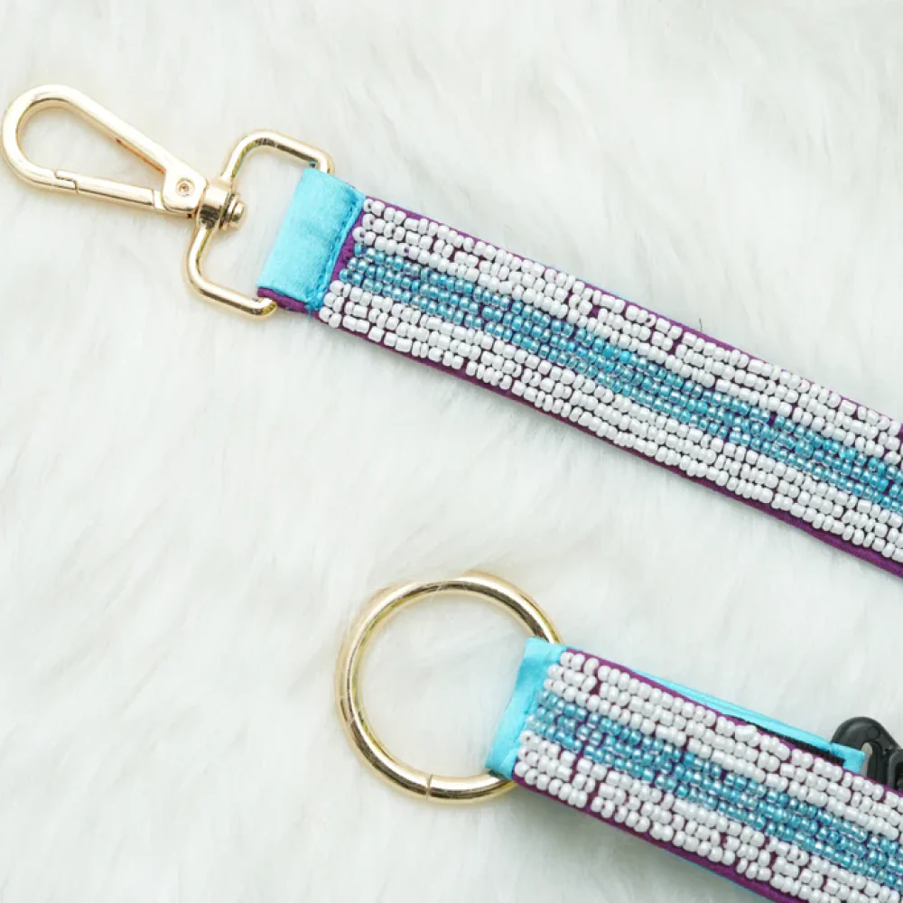 Floof & Co Cyan Pearl Leash & Collar (Blue) - Image 3