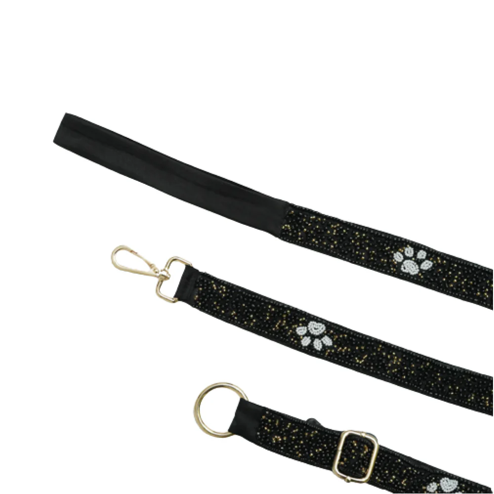 Floof & Co Paw Cocktail Leash & Collar (Blue & White) - Image 2