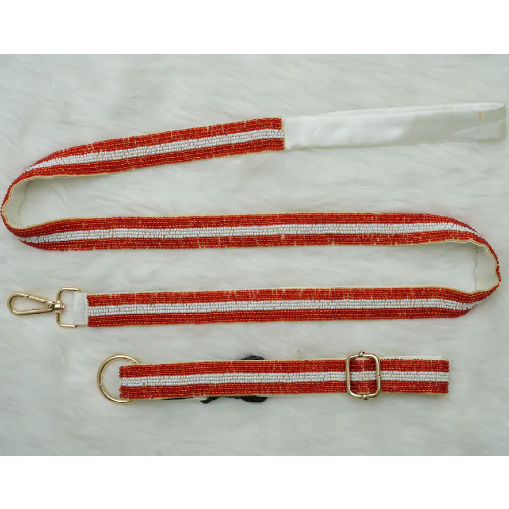 Floof & Co Paw Ruby Pearl Leash & Collar (Red) - Image 4