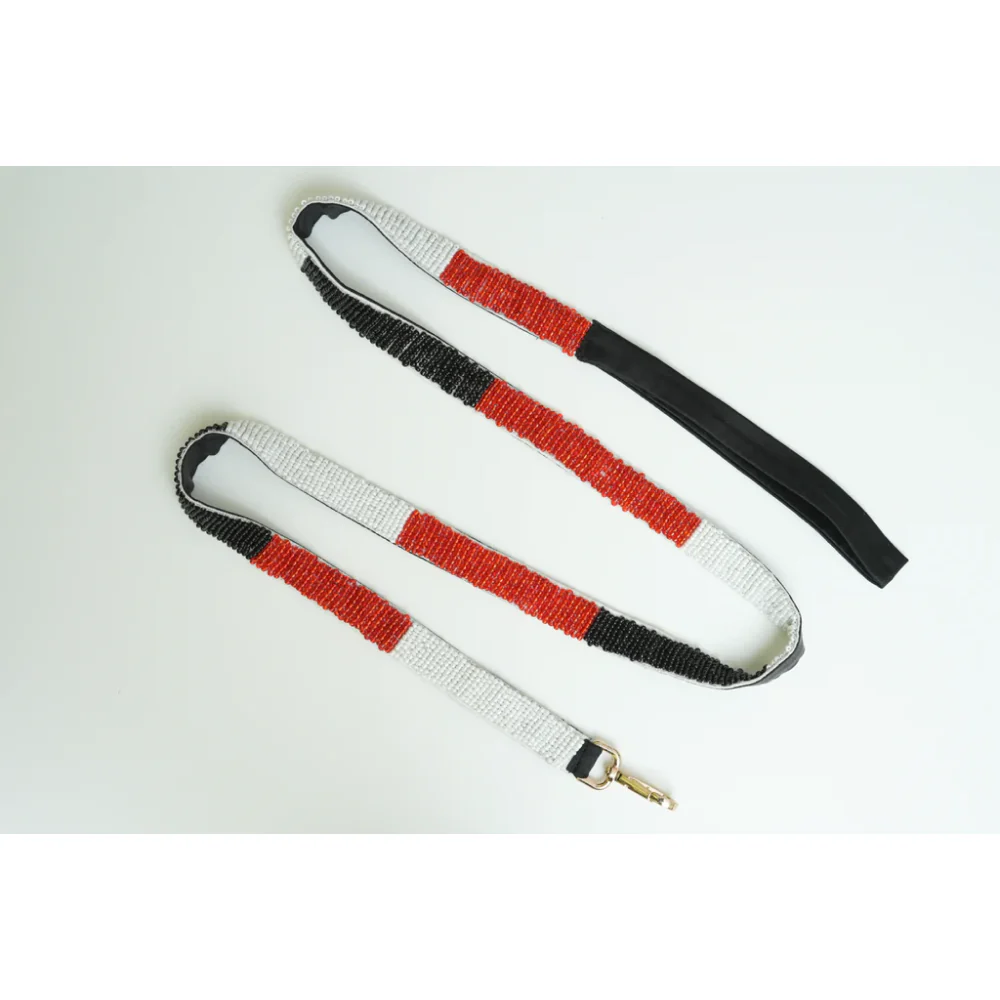 Floof & Co Paw Tricolor Leash & Collar (Red White Black) - Image 2