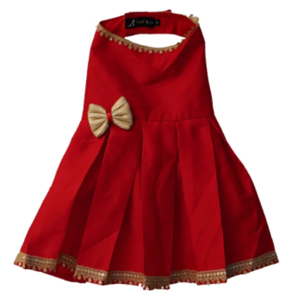 Floof & Co Silk Frock for Dogs (Red & Gold) - Image 2