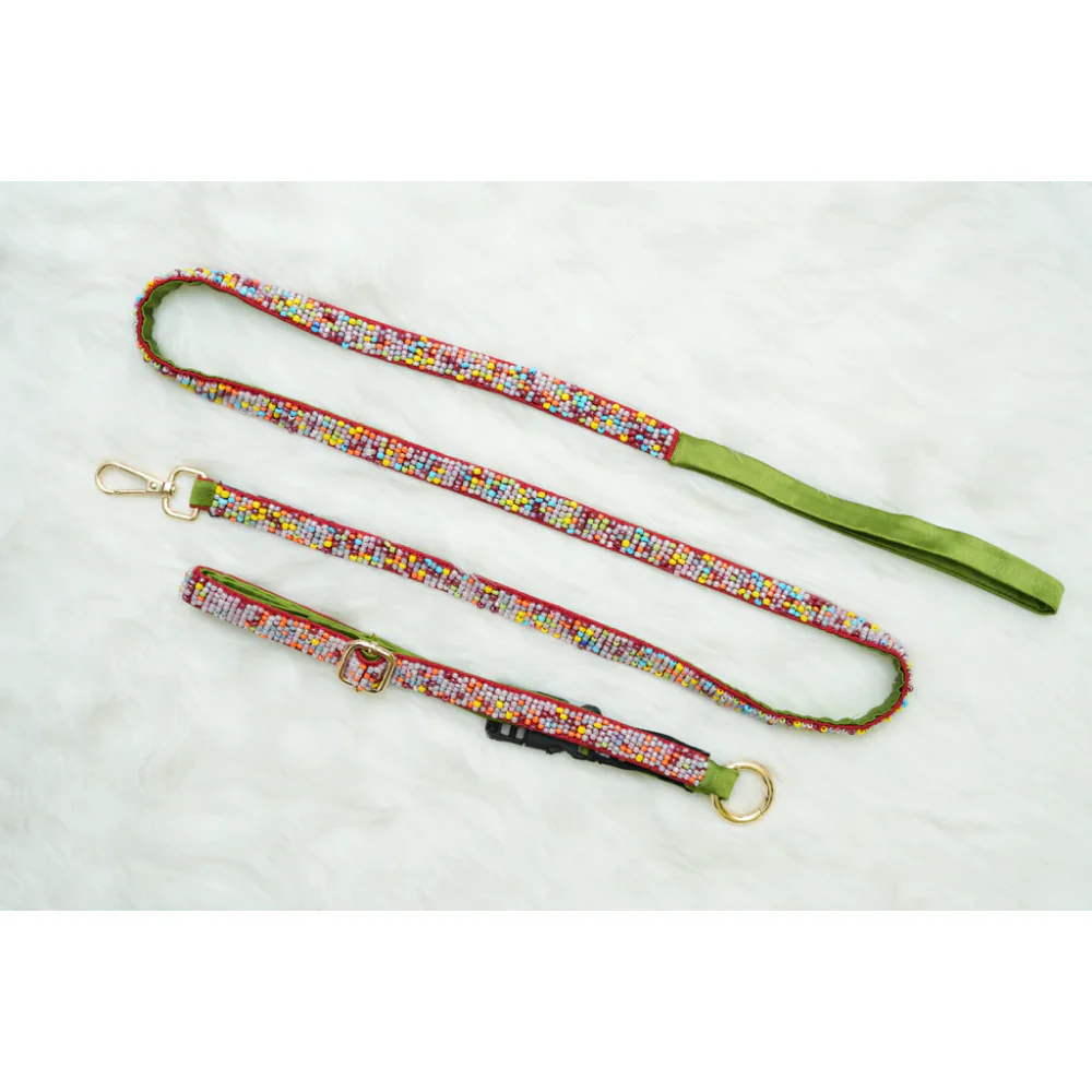Floof & Co Sprinkles Leash & Collar (Green / Red) - Image 4