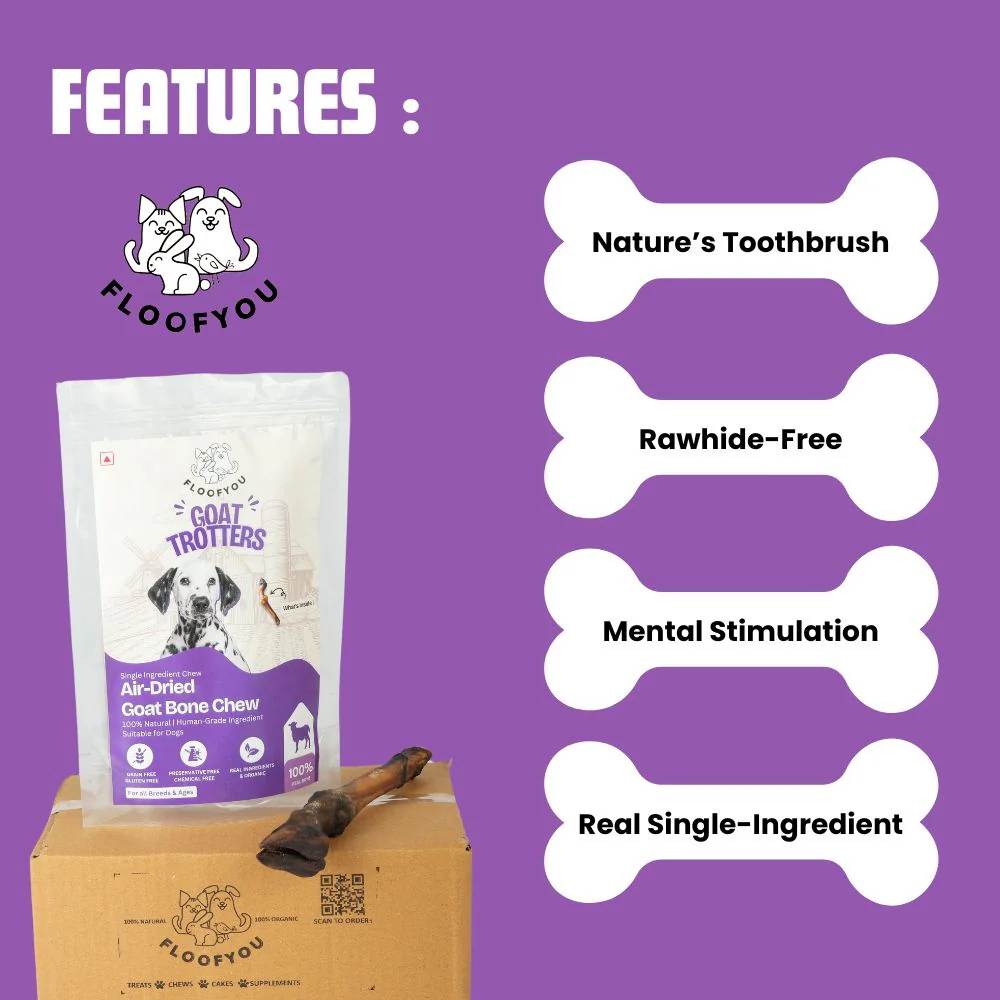 FloofYou Air Dried Goat Trotter Bone Chew Dog Treats - Image 5