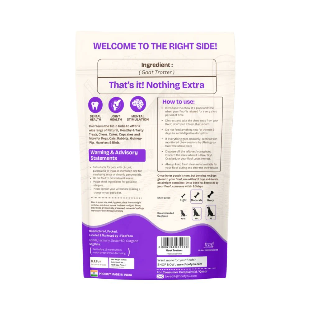 FloofYou Air Dried Goat Trotter Bone Chew Dog Treats - Image 9