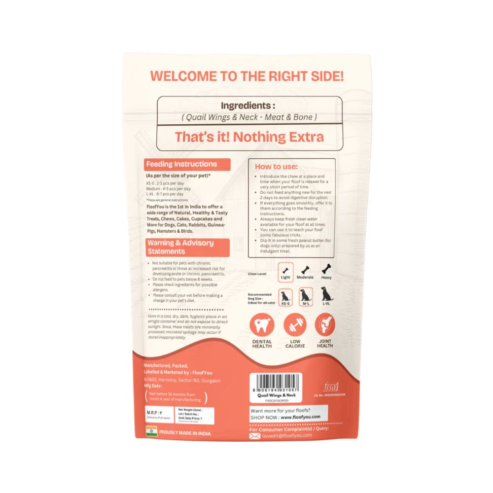 FloofYou Air Dried Quail Wings and Neck Chews Dog and Cats Treats - Image 10