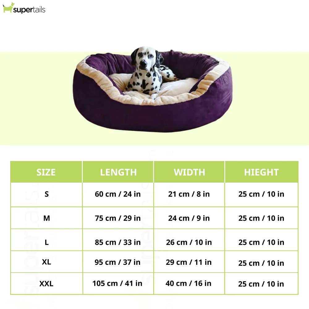 Fluffy's Luxurious Polyester Filled Soft Dual Colour Bed for Dogs and Cats (Purple) - Image 2