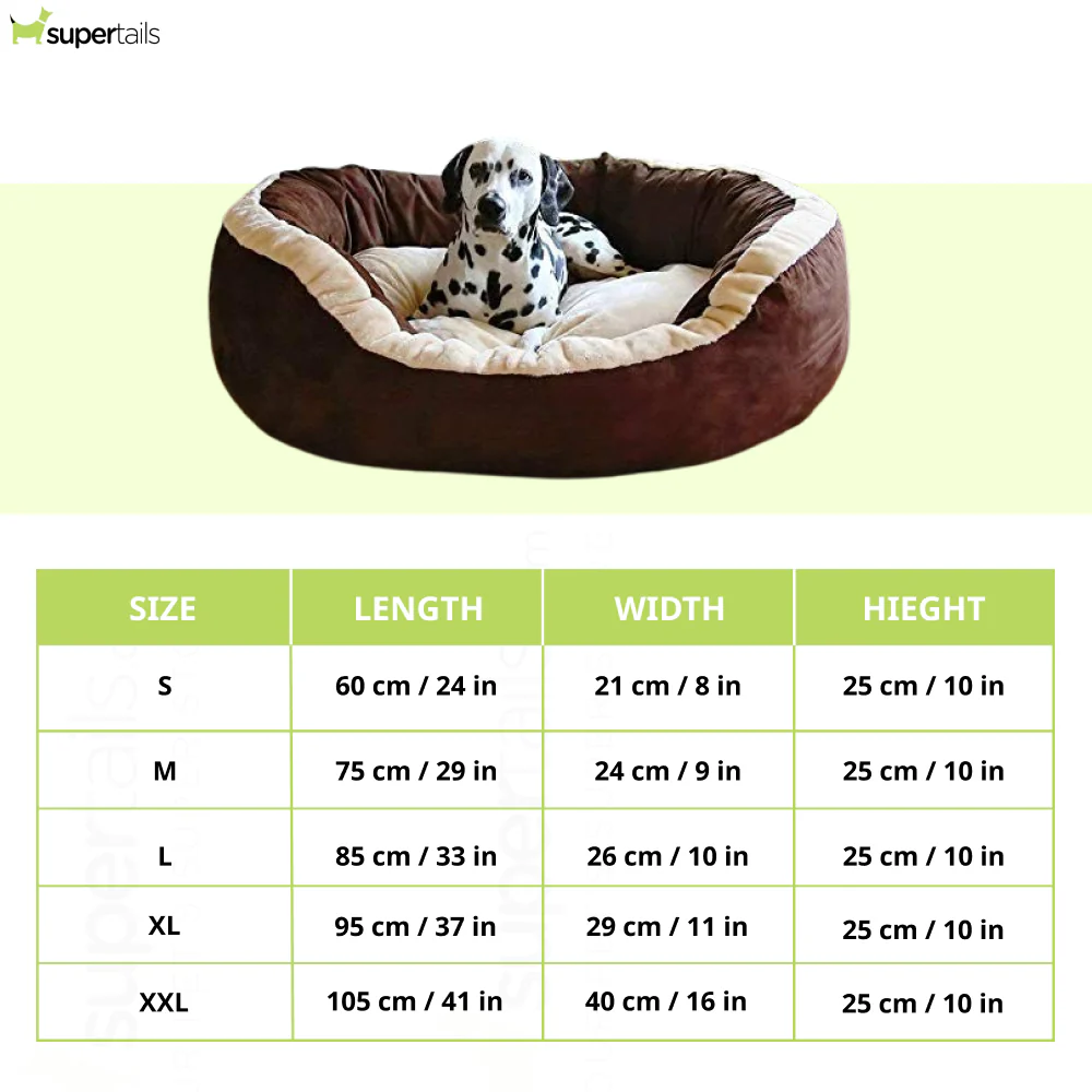 Fluffy's Luxurious Polyester Filled Soft Dual Colour Bed for Dogs and Cats (Brown) - Image 2