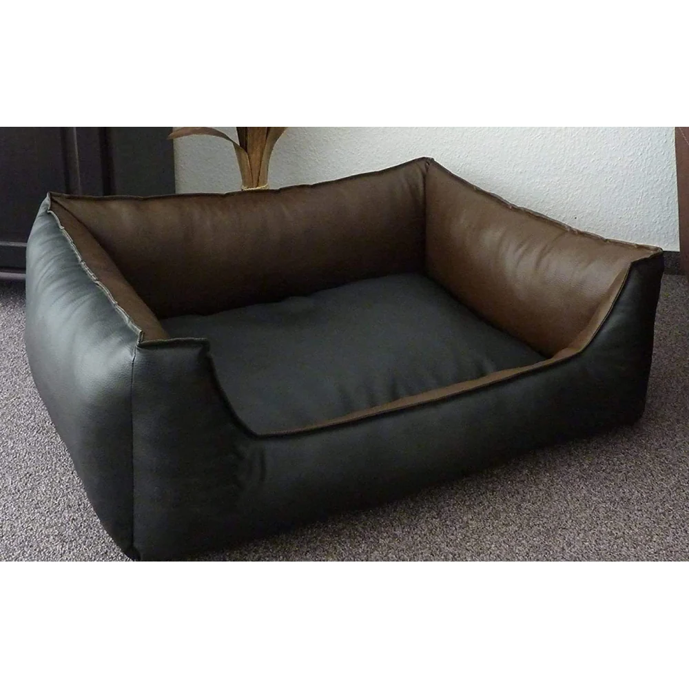 Fluffy's Pawsome Artificial Leather Sofa Bed for Dogs and Cats (Brown & Black) - Image 3