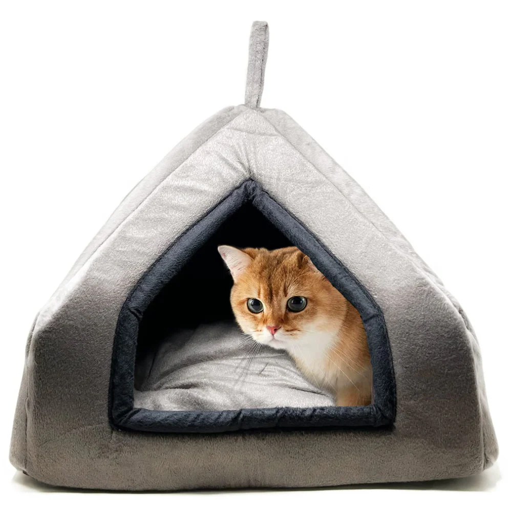 Fluffy's Pawsome Premium Soft Velvet Fabric Bed for Dogs and Cats (Grey) - Image 3