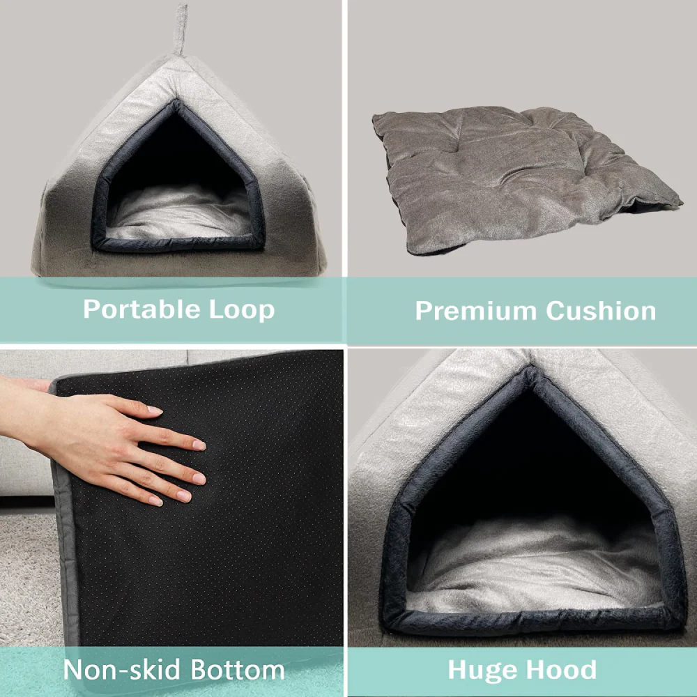 Fluffy's Pawsome Premium Soft Velvet Fabric Bed for Dogs and Cats (Grey) - Image 5