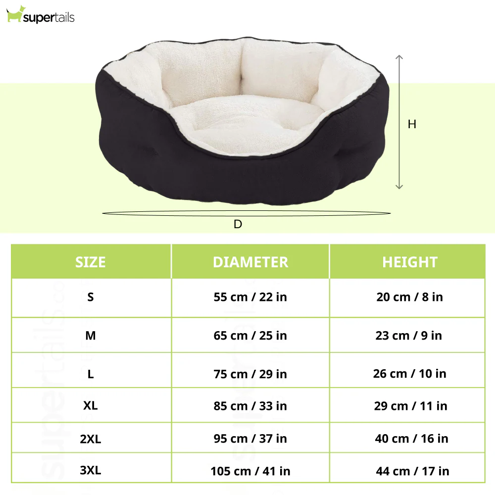 Fluffy's Pawsome Round Washable Bed for Dogs and Cats (Black) - Image 3