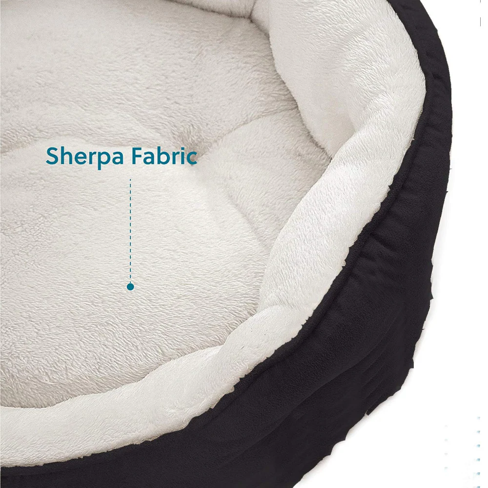 Fluffy's Pawsome Round Washable Bed for Dogs and Cats (Black) - Image 4