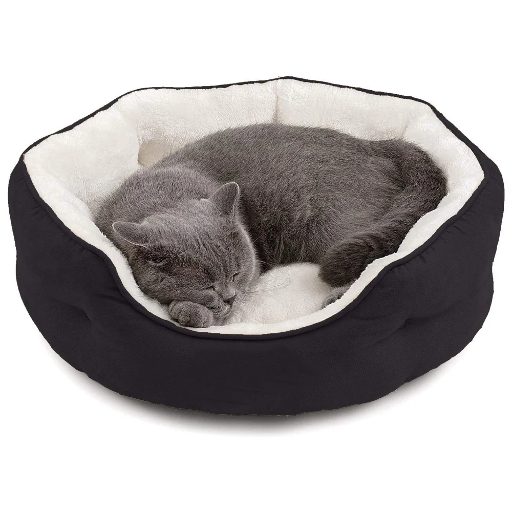 Fluffy's Pawsome Round Washable Bed for Dogs and Cats (Black) - Image 5