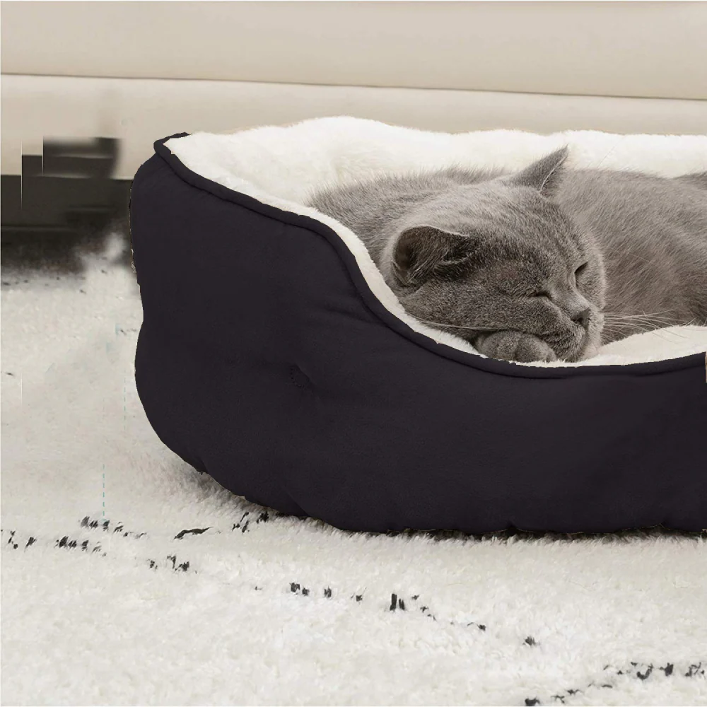 Fluffy's Pawsome Round Washable Bed for Dogs and Cats (Black) - Image 7